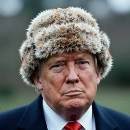 Donald Trump with a wooly hat, 35mm photograph