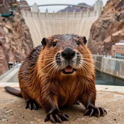 Selfie of a proud beaver at the Grand Hoover Dam