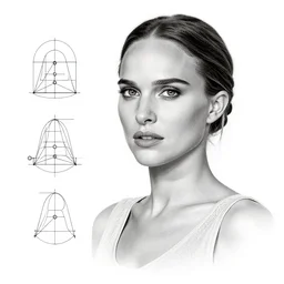 axonometric schematics of natalie portman, highly detailed