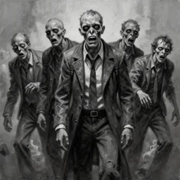 zombies, thumbnail black and white, cgsociety, oil painting by jama jurabaev, extremely detailed, brush hard, artstation, high quality, brush stroke