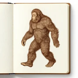 intricate illustration of bigfoot in Da Vinci's Notebook