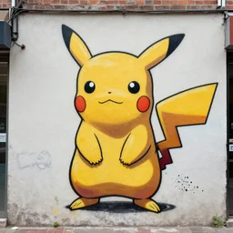 pickachu , street art , by banksy, grafiti , well detailed