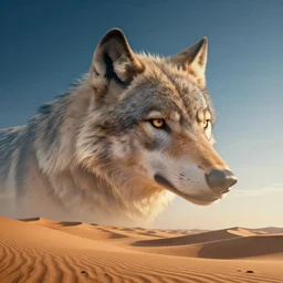 of beksinki sky and fantasy desert on the theme and shape of a wolves head epic cinematic lighting ultra detailed 8 k hi res