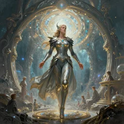 spiritual, beautiful, sci-fi Valkyrie, high detail, Infinite Magical Portal Gateway, Vivarium, photo realistic, surrealist painting, realistic detailed digital art by, Maxwell Boas, kay sage, Jessica Rossier, Christian Dimitrov, Anton Fadeev, michael whelan, michael cheval, digital art, airbrush, intricate, clear, looming, epic, visceral, artstation, HYPER REALISTIC VFX SIMULATION, rendered in Unreal Engine, octane render, vray, 4k, super wide angle