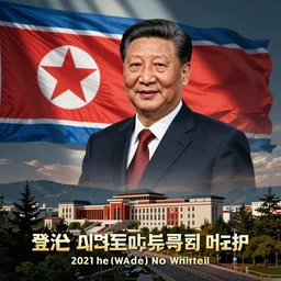 xi jinping on a north korean propaganda poster