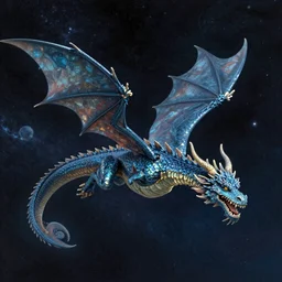 a dragon flying through outer space by dan seagrave art