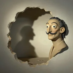 plasticine sculpture. shadows. shadows. john craxton. stop motion. salvador dali clay. painting. hole in wall. minimal.