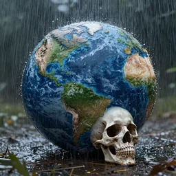 The last rain on earth, death, hyper detailed colorful photorealistic
