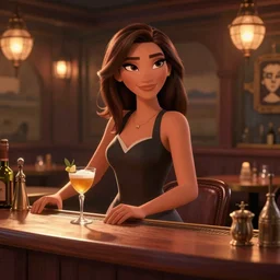 adriana lima as a bartender in a vintage saloon, animated art, sylvain sarrailh, petros afshar, artgerm, artstation