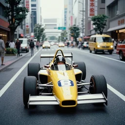 single racecar 1 9 8 8 9 1 1, movie still, vintage footage on tokyo streets, volumetric lighting, f 8 aperture, cinematic eastman 5 3 8 4 film