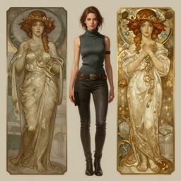 portrait of a full body of beautiful young female detective, d & d, sleeveless turtleneck, fantasy, flat lighting, intricate, highly detailed, digital painting, artstation, concept art, smooth, sharp focus, illustration, art by simon bisley and greg rutkowski and alphonse mucha, natural tpose