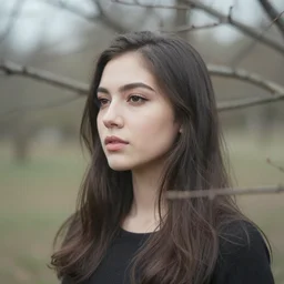 creative double exposure portrait of attractive girl with branches of tree