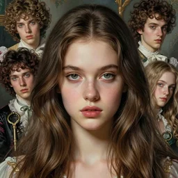 pop surrealism, rococo, long hair young female seductive - fine - face, pretty face, key visual, realistic shaded perfect face, fine details by stanley artgerm lau, wlop, mark ryden, andrei riabovitchev, marc simonetti, and sakimichan, trending on artstation