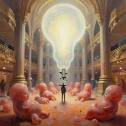 upshot minimalist oil painting by donato giancola, chris foss, lush bulbous maschinen krieger garden fetuses dramatic perspective organic cinematic scifi with giant bright translucent bioluminescent microscopy, gigantic pillars, victorian shopping mall courtyard,, beeple, the matrix, star wars, ilm, star citizen, mass effect,, warm coloured, artstation, atmospheric perspective