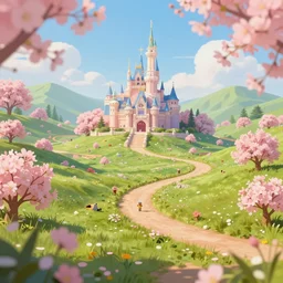 wonderland fairytale valley spring landscape crossroad beauty digital matte artstation, cgsociety, 8k Beeple Charlie Bowater dynamic a bokeh color filter harmony auto focus