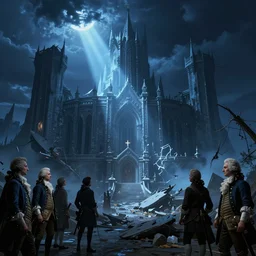 the destruction of the elven city, blue light, blue tones. by henriette ronner - knip, by william henry hunt, by rembrandt, by joseph mallord william turner, by konstantin razumov, concept art,