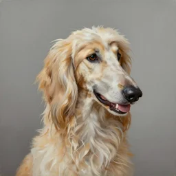 a painting of a afghan hound portrait, in the style of artur bordalo, digital art, muted colors