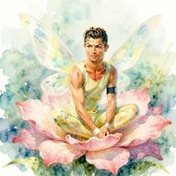 cristiano ronaldo as a flower fairy, illustration, watercolor, alan lee, detailed, pretty, ethereal, realistic, artstation,