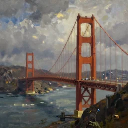 painting, lions gate bridge, emily carr