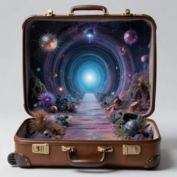 a portal to another universe inside a suitcase