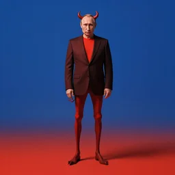 a post - minimalism portrait of very small putin as the devil with very long legs vibrant color scheme, highly detailed, in the style of romanticism, cinematic, artstation, moebius, greg rutkowski