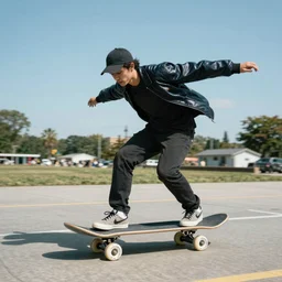 a photo of a crow riding a skateboard