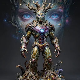 full body concept art of Treebeard wearing iron man armor made with porcelain by Jeff Easley and Peter Elson + beautiful eyes, beautiful face + symmetry face + galaxy + gothic, surreal, dread + highly detailed, intricate complexity, epic composition, magical atmosphere + masterpiece, award winning + trending on artstation