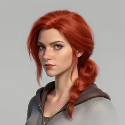 head and shoulders, red head female thief, by june jenssen and anna podedworna, artstation