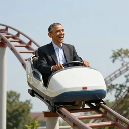 obama laughing on a roller coaster