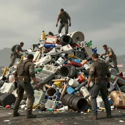 8 k capture scan of garbage pile in style of half - life, high textured, conceptual, intricate detailed painting, illustration sharp detail, manga 1 9 9 0