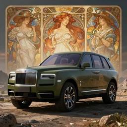 a militarised suv designed by rolls royce, artgerm and alphonse mucha, an epic fantasy, volumetric light, detailed, an epic fantasy, trending on art station, octane render, midsommar