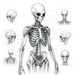 alien anatomy blueprint, extremely detailed, highly intricate