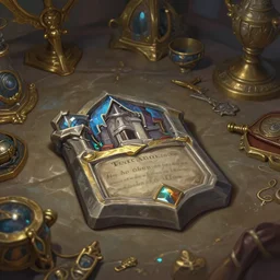 close up view of a table of trinkets, deep focus, intricate, highly detailed, digital painting, artstation, concept art, matte, sharp focus, illustration, hearthstone, art by artgerm and greg rutkowski