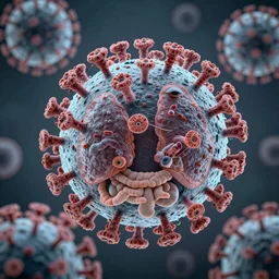 photorealism of Adenovirus infections are widespread and highly infectious, most commonly affecting the mucous membranes of the respiratory tract, eyes, gastrointestinal tract, and genitourinary system. by Gordon Parks depressing, frustrated detailed, high definition chaotic, micro details wide angle lens dark lighting