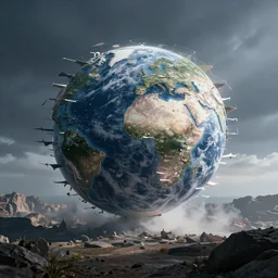 Glitched out photo of a world ending event