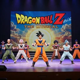 Camera footage of Dragon Ball Z: The Musical, 4k, full image, old photograph, stage