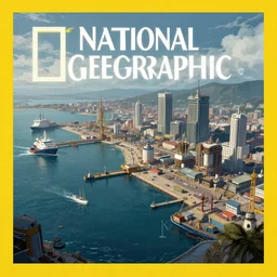 A seaport from the far, far future, National Geographic photograph, Greg Rutkowski, ArtStation, r/Art, digital artistry, wordsmithing, Deviantart, HD screenshot