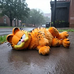 Garfield falling asleep in the pouring rain, Go pro footage