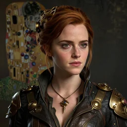 steampunk portrait of emma stone as emma watson, hyper detailed, digital art, cinematic lighting, studio quality, smooth render, unreal engine 5, octane rendered, art style by klimt and nixeu and ian sprigger and wlop and krenz cushart.