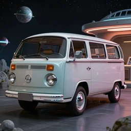 photo of a beautiful stunning space age inspired 1960s van