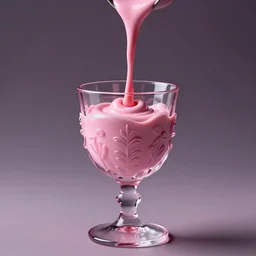 a stream of delicious thick pink sauce pouring into an exquisitely detailed beautiful goblet, hyperrealistic, 8K HD octane render, fantasy concept art, cinematic lighting, popular on artstation