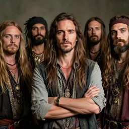 a conservative man surrounded by a group of hippies