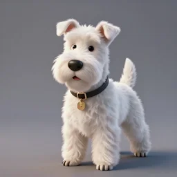 tintin and his white wire fox terrier, depicted as a pixar character, high quality cg render, 8 k
