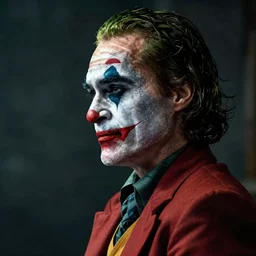 photo of walter white as the joker in batman movie, side profile, joker
