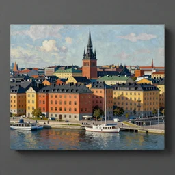 a beautiful painting of a stockholm city sweden, cinematic angle, studio lighting, movie concept, trending on artstation, octane render, 8 k, ultra high detail