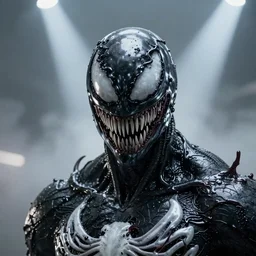 joker flash portrait, close up, futuristic sci-fi, alien fabric, venom costume, black slime, roots, chrome mask, beams of light, fog atmosphere, highly no detailed, atmospheric, dark aesthetics, artstation, octane rendering, ultra realistic, 8k