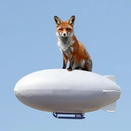 fox sitting on top of a blimp
