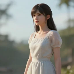 Cinematic shot of girl in dress, hd 4k, AAA game, octane render