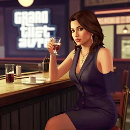 a woman in a bar, in gta v