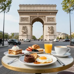 beautiful breakfast on the Champs Elysees